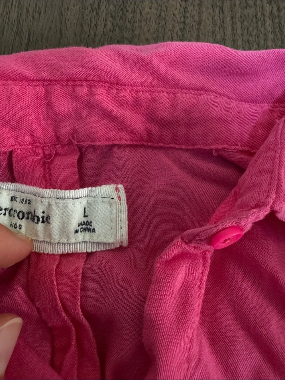 Abercrombie & Fitch Girls' Long-Sleeve Button-Down Shirt - Bright Pink
